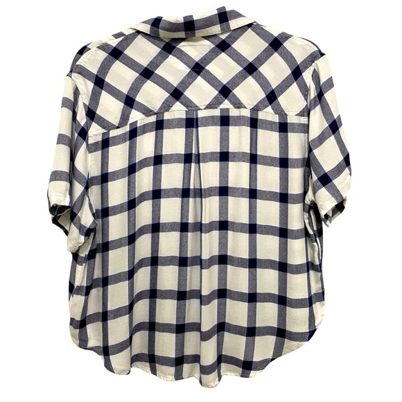Rails Women's Button Up Top Blue White Gingham Boxy Relaxed Fit SIZE Medium - Picture 2 of 8
